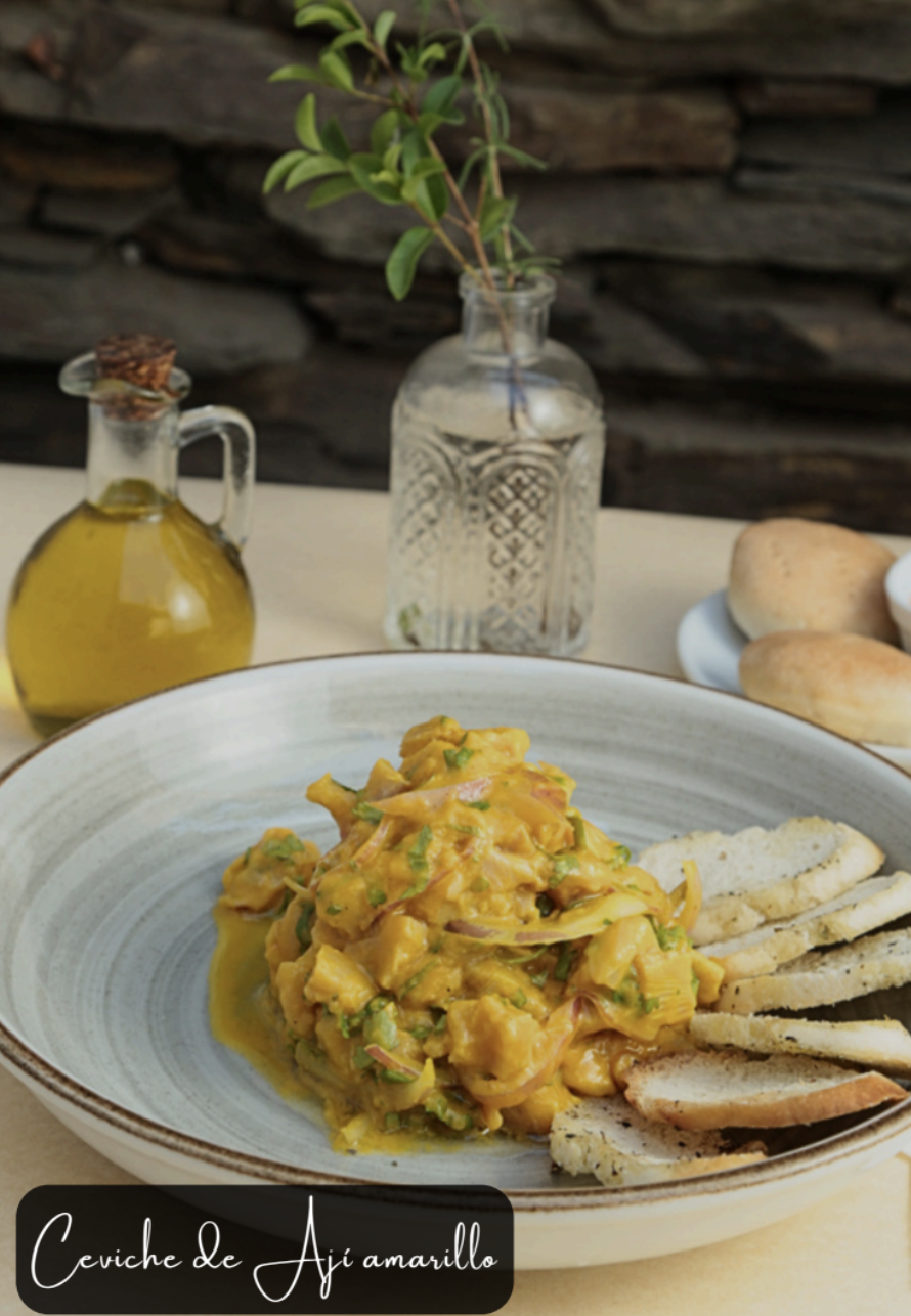 Traditional Peruvian ceviche with yellow peppers