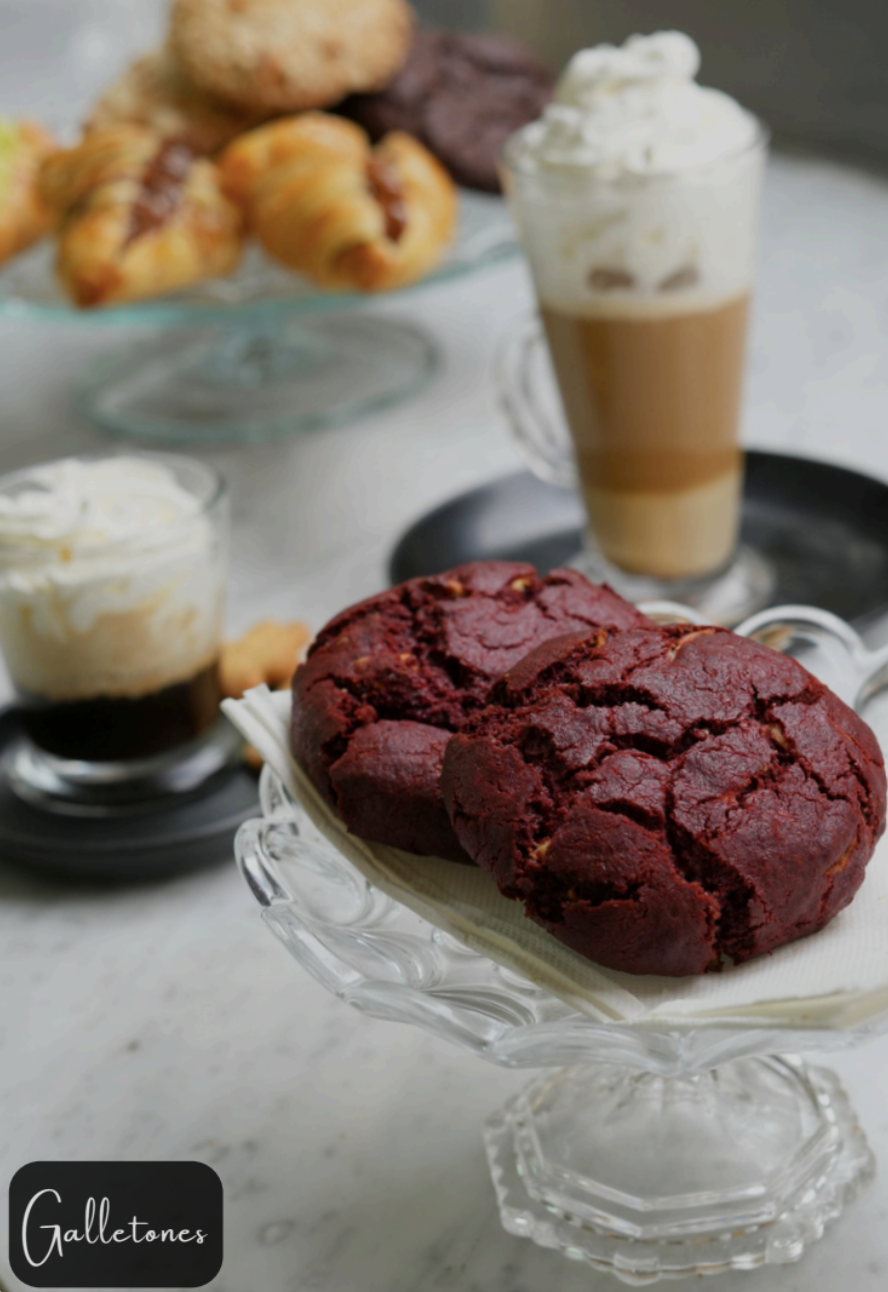 Rustic chocolate cookies served with coffee