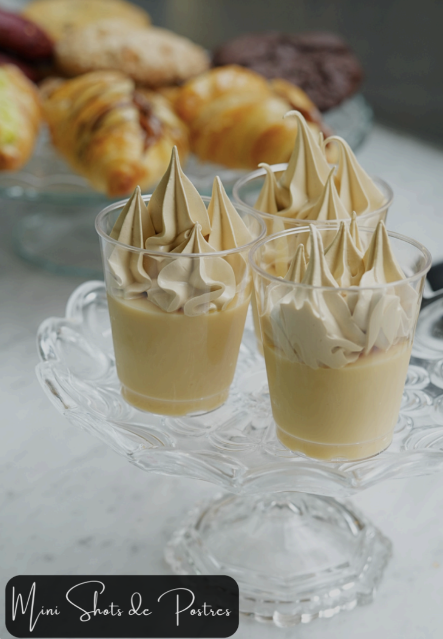 Mini dessert shots with decorative meringue